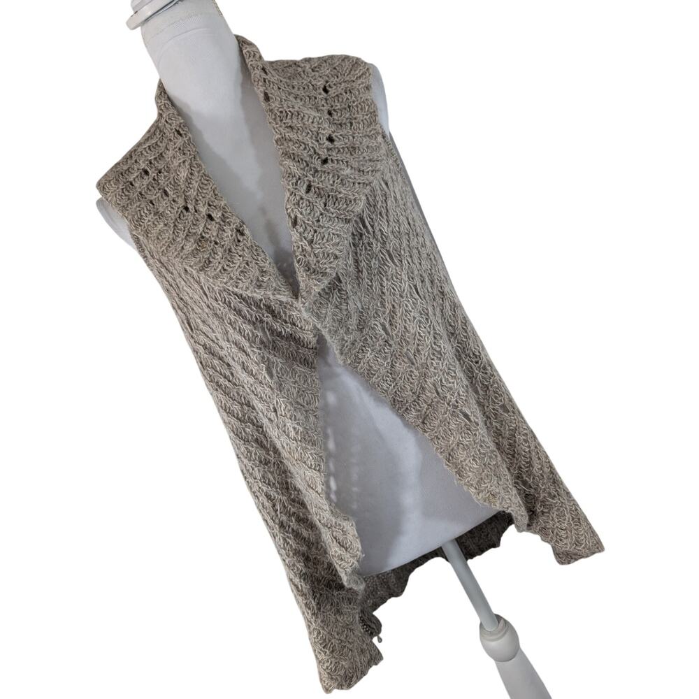 ANN TAYLOR LOFT! ALPACA BLEND! BEIGE/TAN & CREAM MARLED KNIT, SWEATER VEST! SZ M